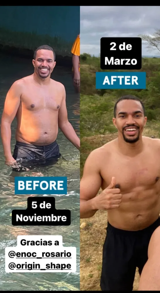 Transformación antes y después de cliente Origin Shape 3