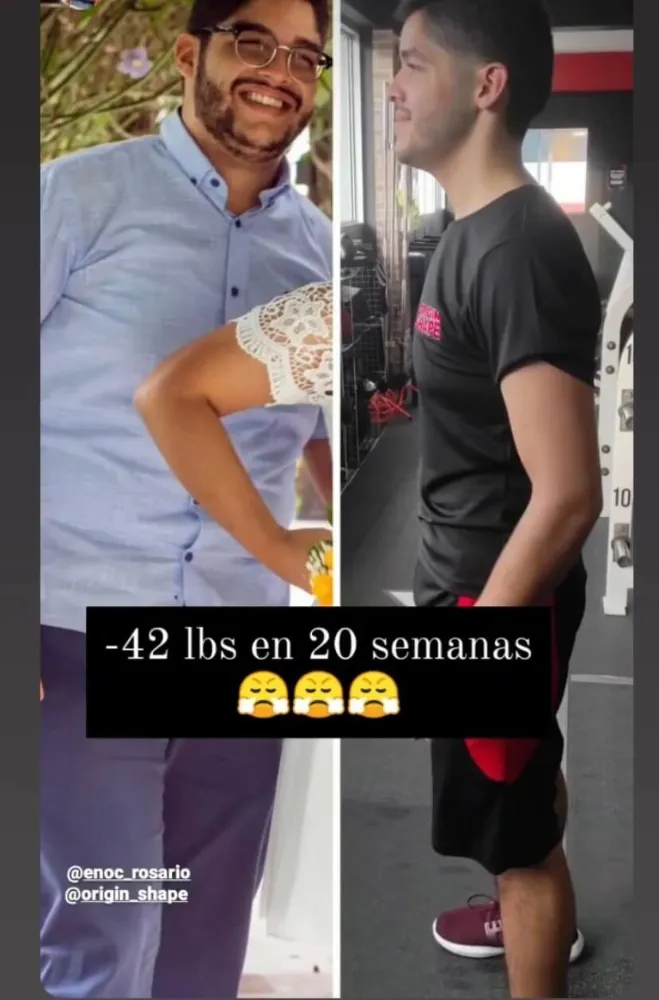 Transformación antes y después de cliente Origin Shape 14