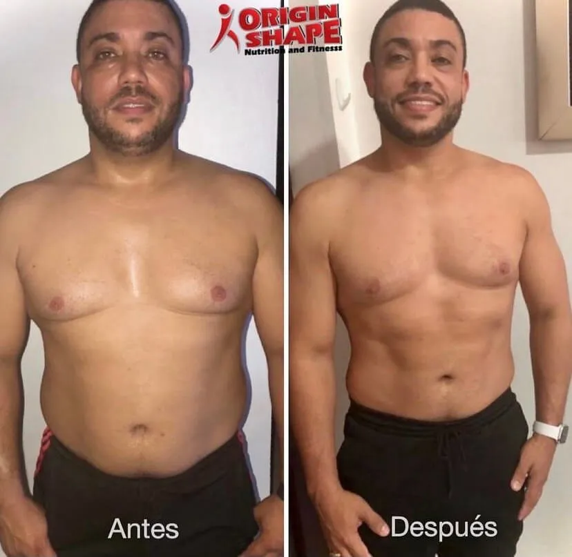 Transformación antes y después de cliente Origin Shape 16